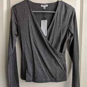 Frank & Oak Grey Wrap Top